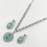 Akruti Collection Silver Plated AD Necklace Set