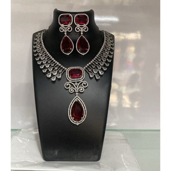 Akruti Collection Silver Plated AD Necklace Set