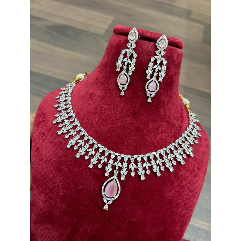 Akruti Collection Silver Plated AD Necklace Set