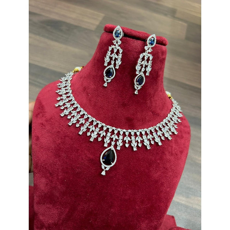 Akruti Collection Silver Plated AD Necklace Set