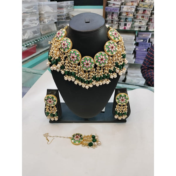 Akruti Collection Kundan And Meenakari Necklace Set