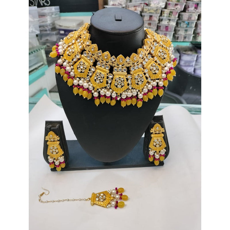 Akruti Collection Kundan And Meenakari Necklace Set