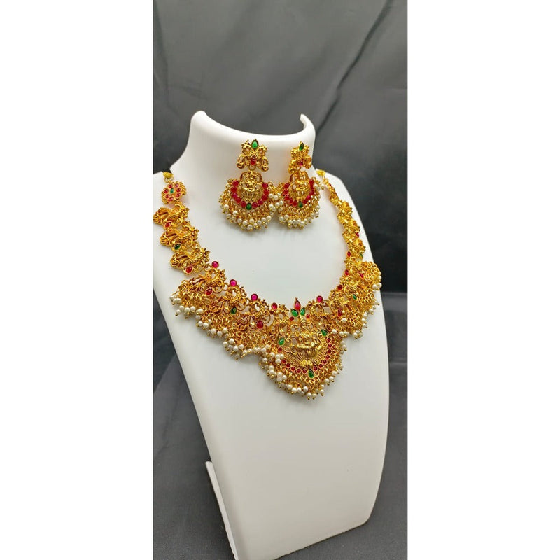 Akruti Collection Pota Stone Temple Necklace Set