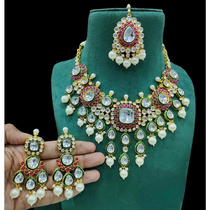 Akruti Collection Gold Plated Crystal Stone Necklace Set