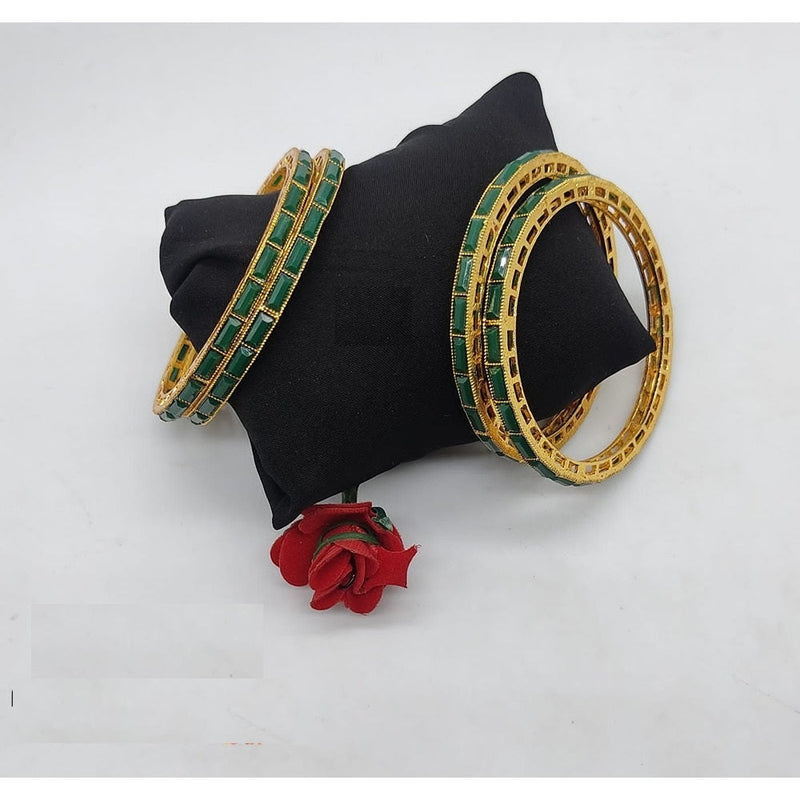 Akruti Collection Gold Plated Crystal Stone Bangle Set