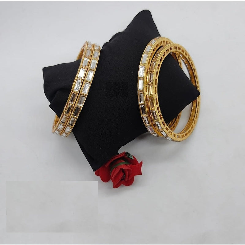 Akruti Collection Gold Plated Crystal Stone Bangle Set