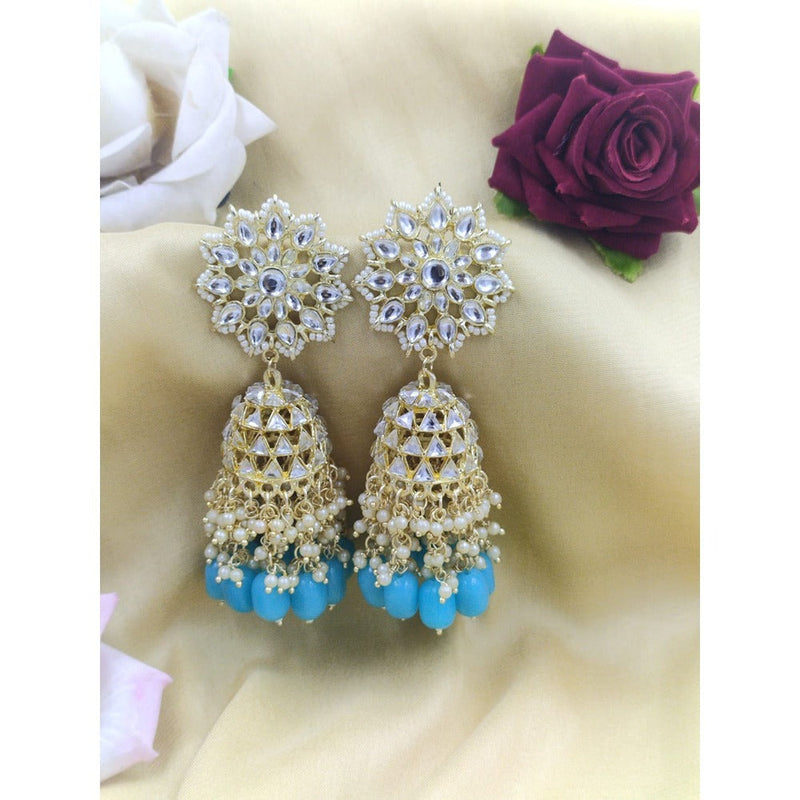 Akruti Collection Gold Plated Kundan Jhumki Earrings