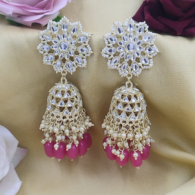 Akruti Collection Gold Plated Kundan Jhumki Earrings