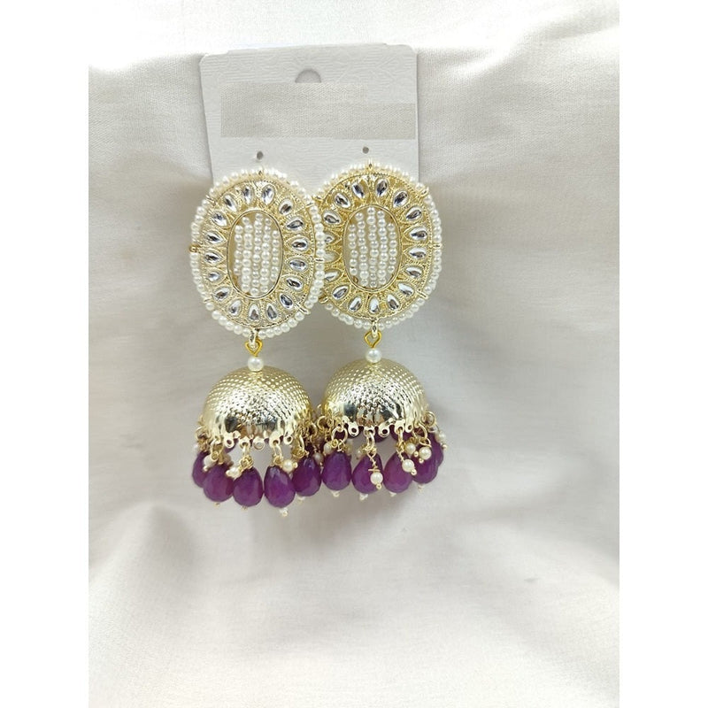 Akruti Collection Gold Plated Kundan Jhumki Earrings