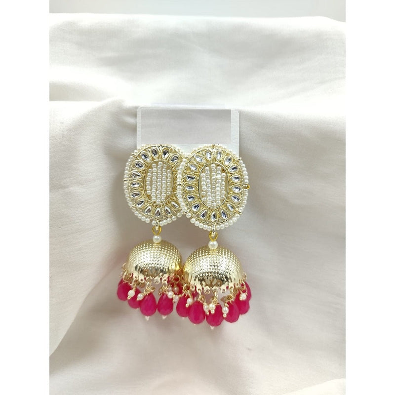 Akruti Collection Gold Plated Kundan Jhumki Earrings