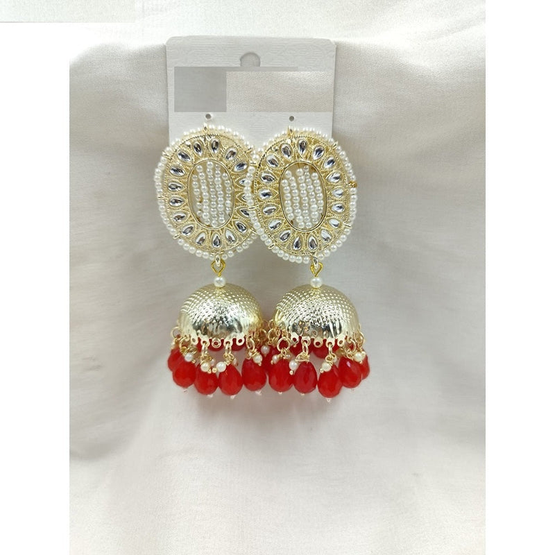 Akruti Collection Gold Plated Kundan Jhumki Earrings