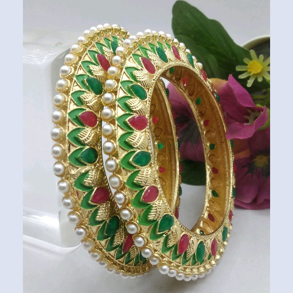 Star Bangles  Gold Plated Pearl Bangle Set