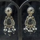 Infinity Jewels Oxidised Plated Pota Stone Dangler Earrings