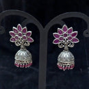 Infinity Jewels Oxidised Plated Pota Stone Jhumki Earrings