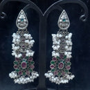 Infinity Jewels Oxidised Plated Pota Stone Dangler Earrings