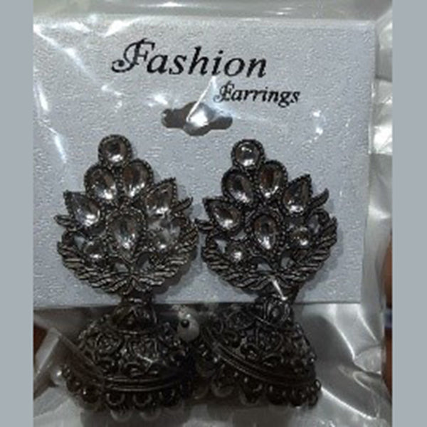 Infinity Jewels Oxidised Plated Jhumki Earrings