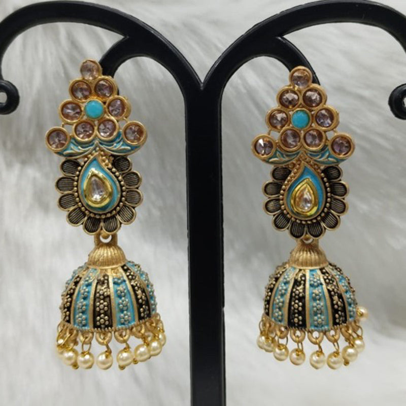 Infinity Jewels Gold Plated Austrian Stone Jhumki Earrings