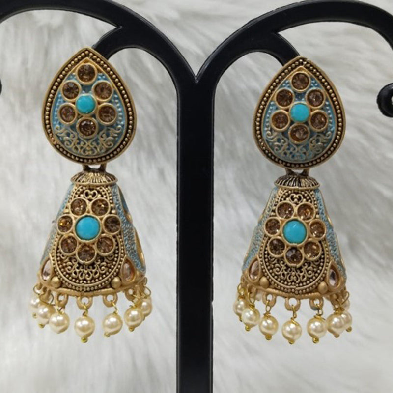 Infinity Jewels Gold Plated Austrian Stone Jhumki Earrings