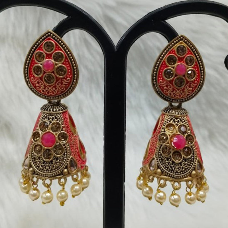 Infinity Jewels Gold Plated Austrian Stone Jhumki Earrings