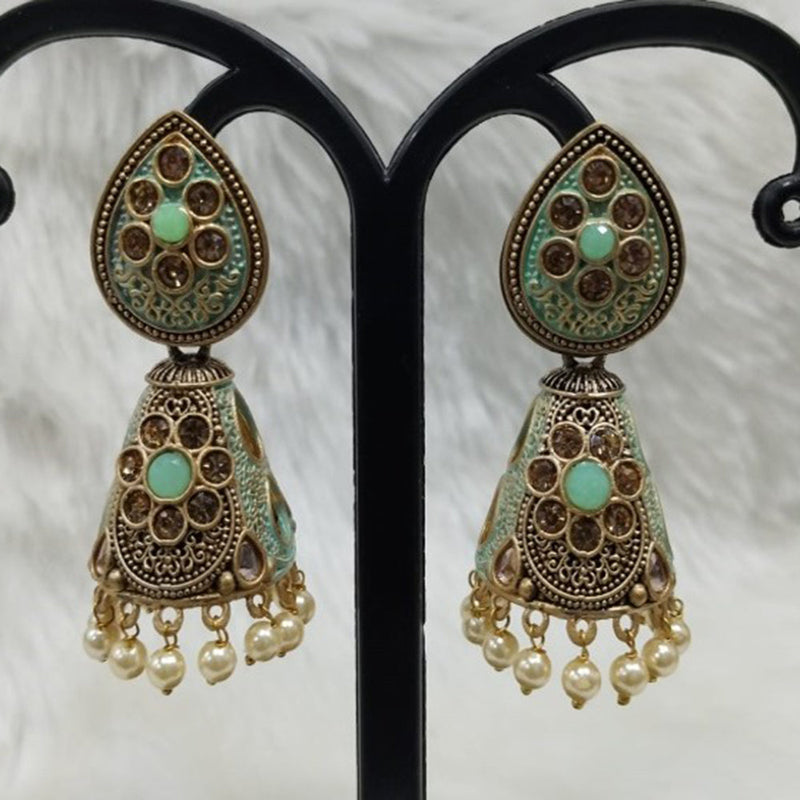 Infinity Jewels Gold Plated Austrian Stone Jhumki Earrings