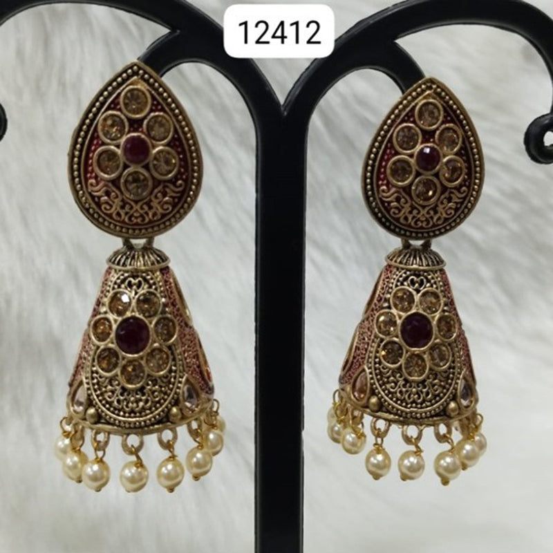 Infinity Jewels Gold Plated Austrian Stone Jhumki Earrings