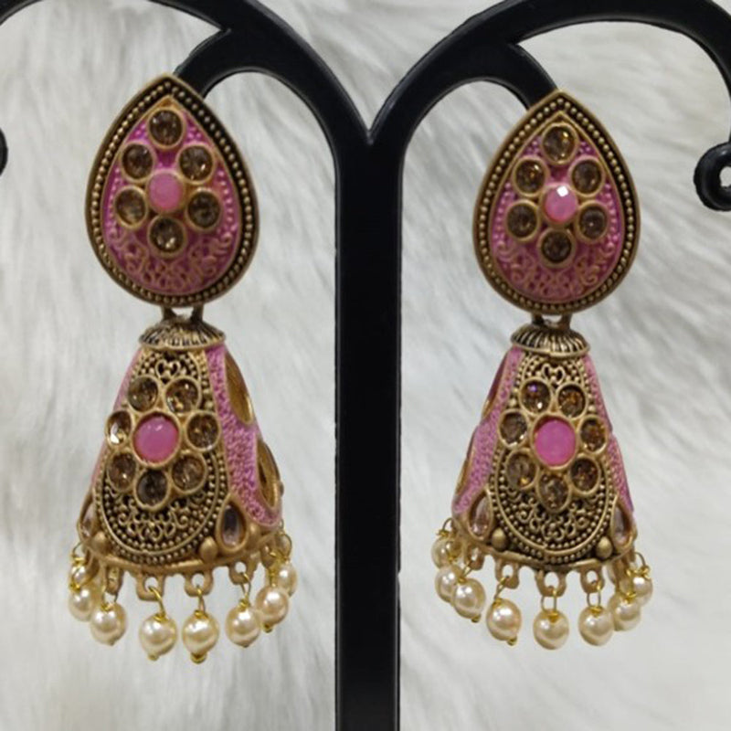 Infinity Jewels Gold Plated Austrian Stone Jhumki Earrings