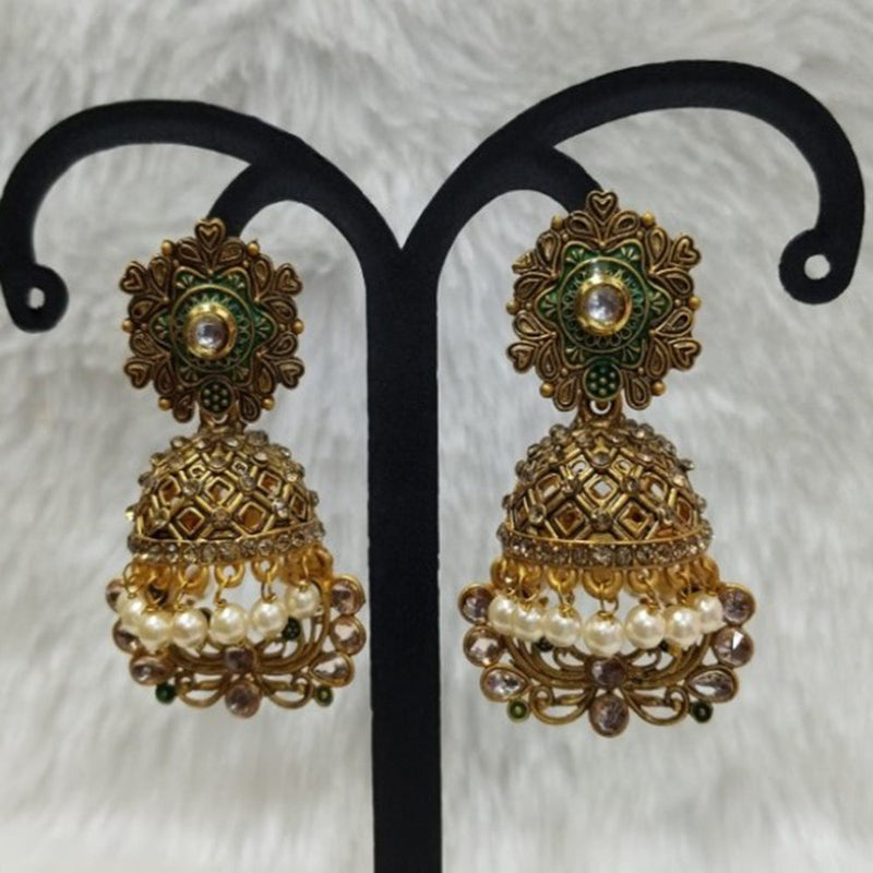 Infinity Jewels Gold Plated Austrian Stone Jhumki Earrings