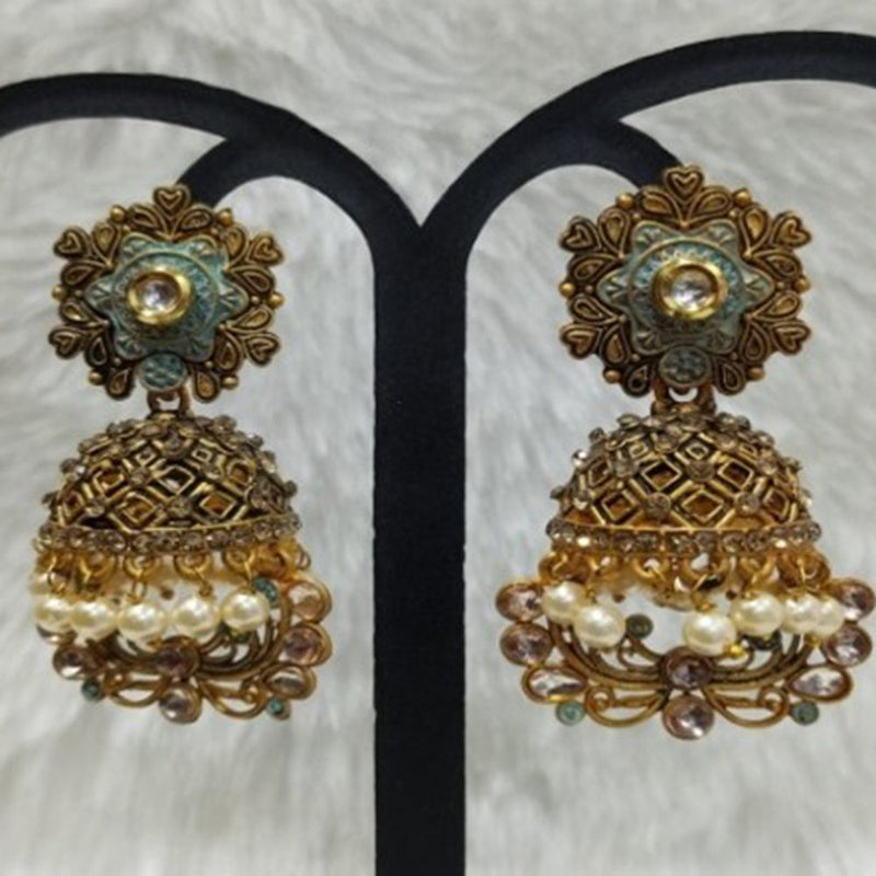 Infinity Jewels Gold Plated Austrian Stone Jhumki Earrings