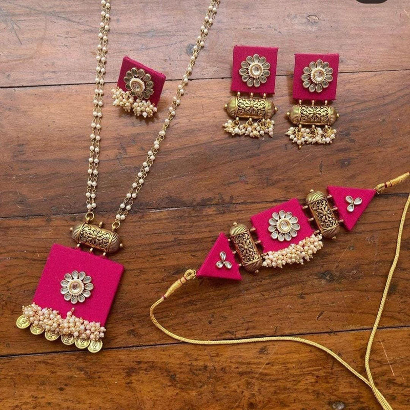 Shrijicreation Handmade Gold Plated Necklace Set