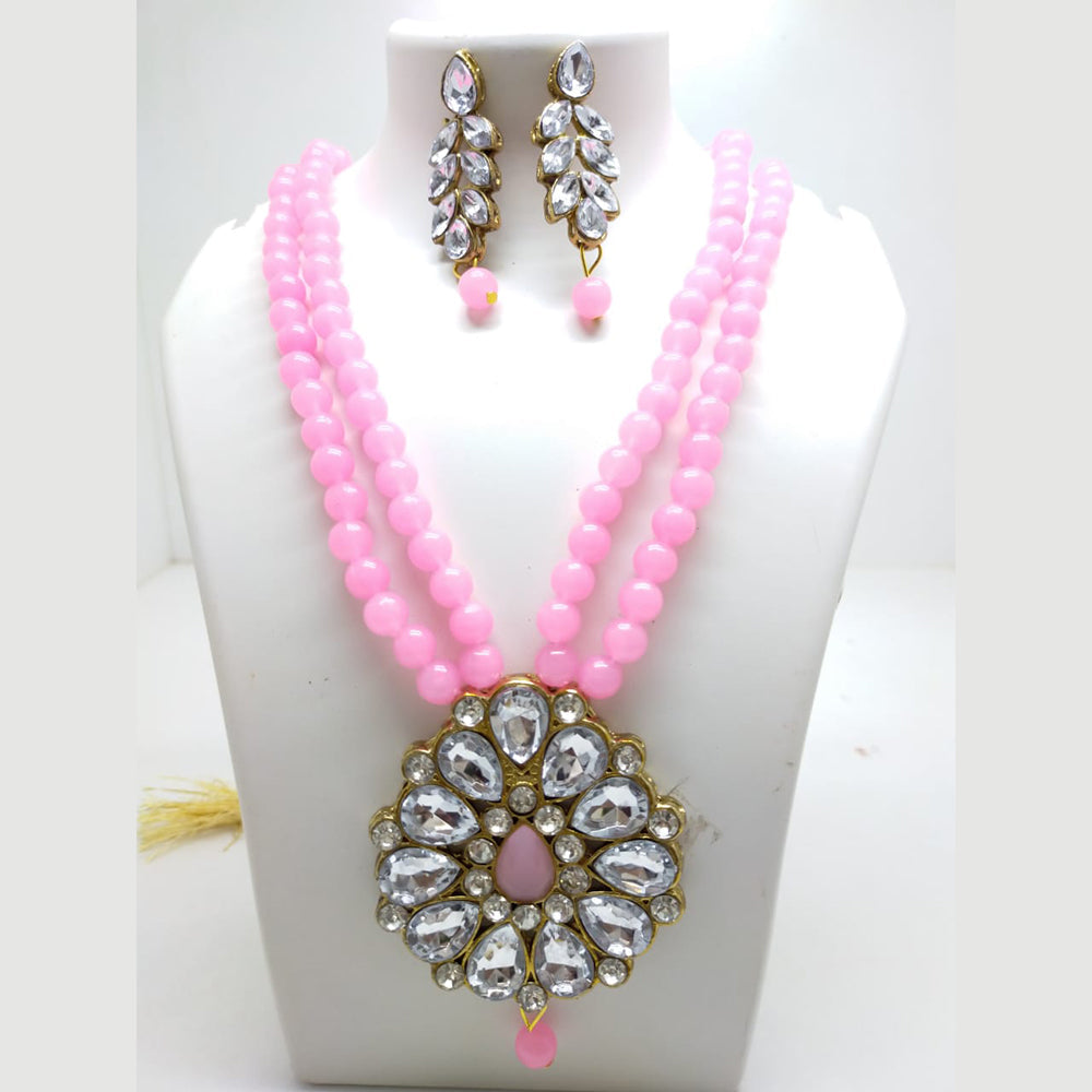 Palak Art Gold Plated Crystal Stone Necklace Set