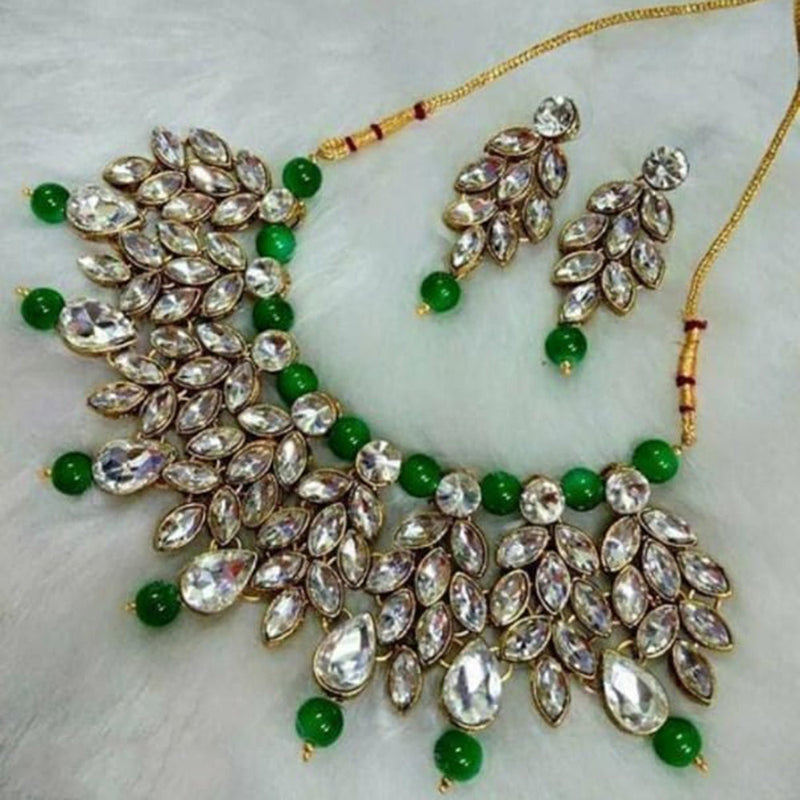 Palak Art Gold Plated Crystal Stone Necklace Set