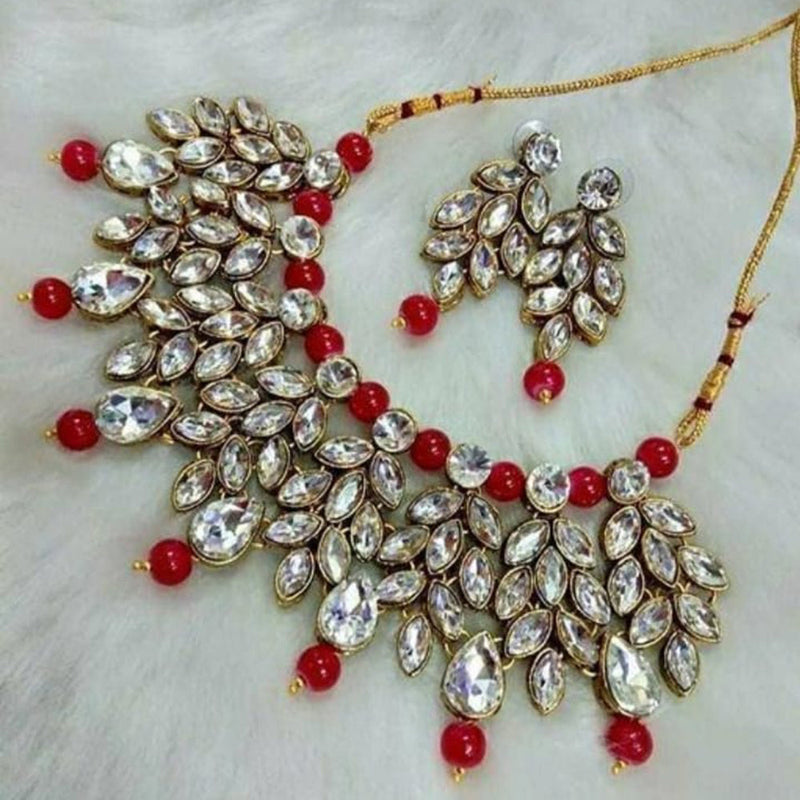 Palak Art Gold Plated Crystal Stone Necklace Set