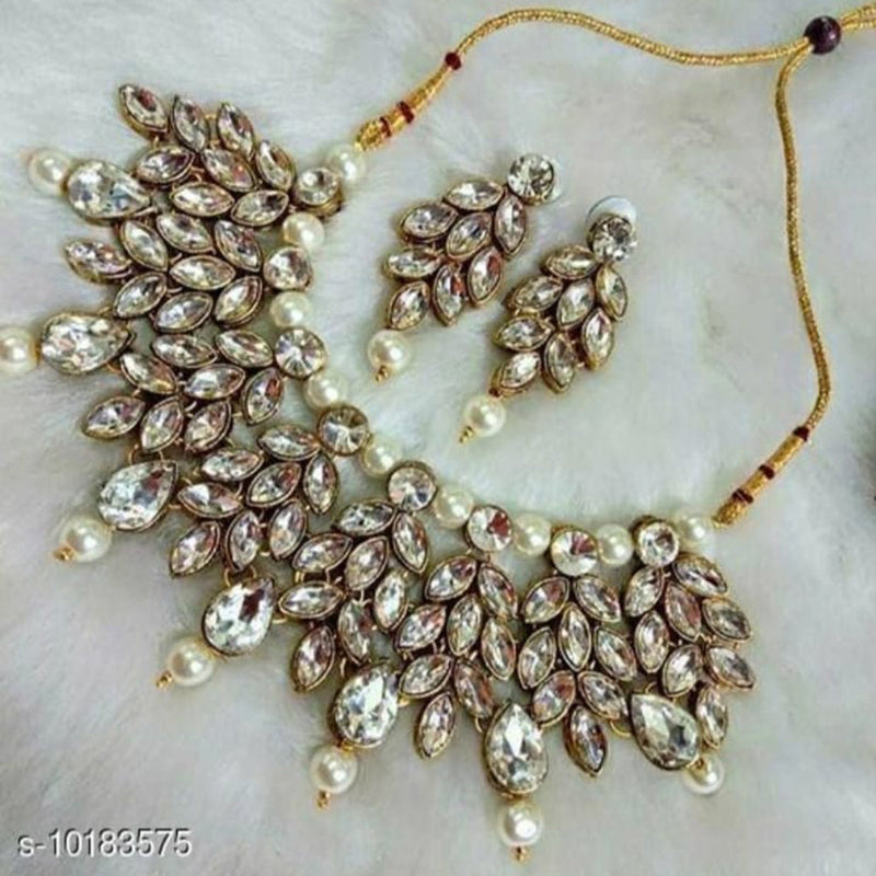 Palak Art Gold Plated Crystal Stone Necklace Set