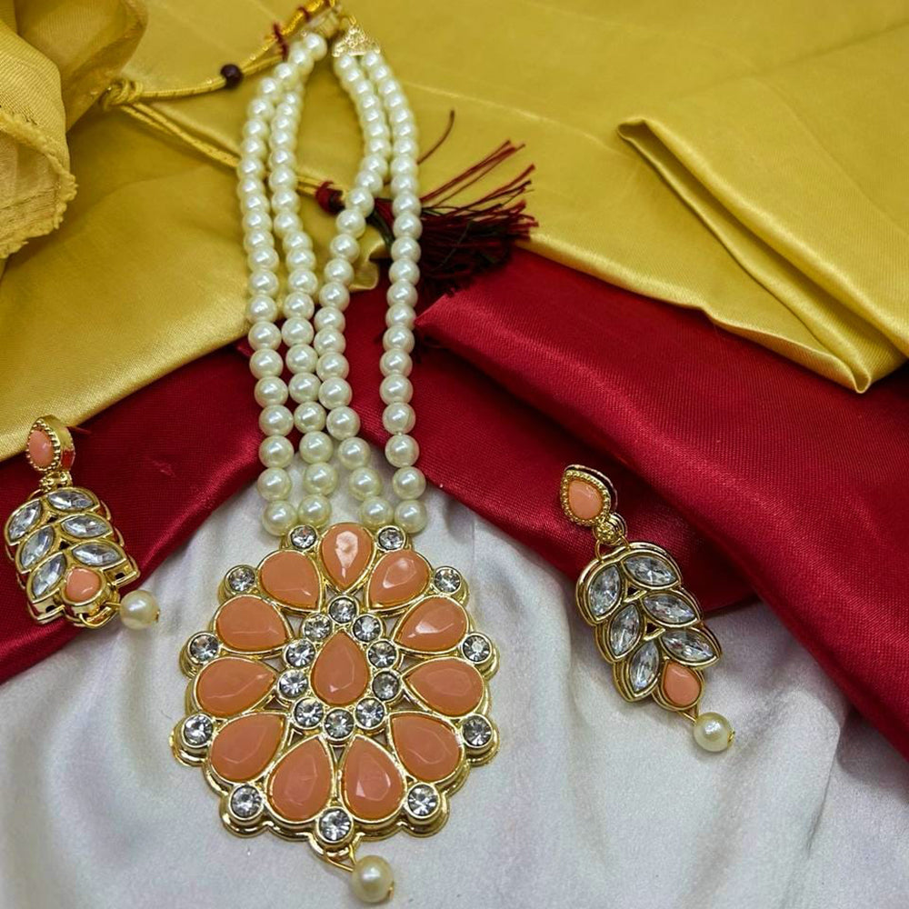 Palak Art Gold Plated Crystal Stone Necklace Set