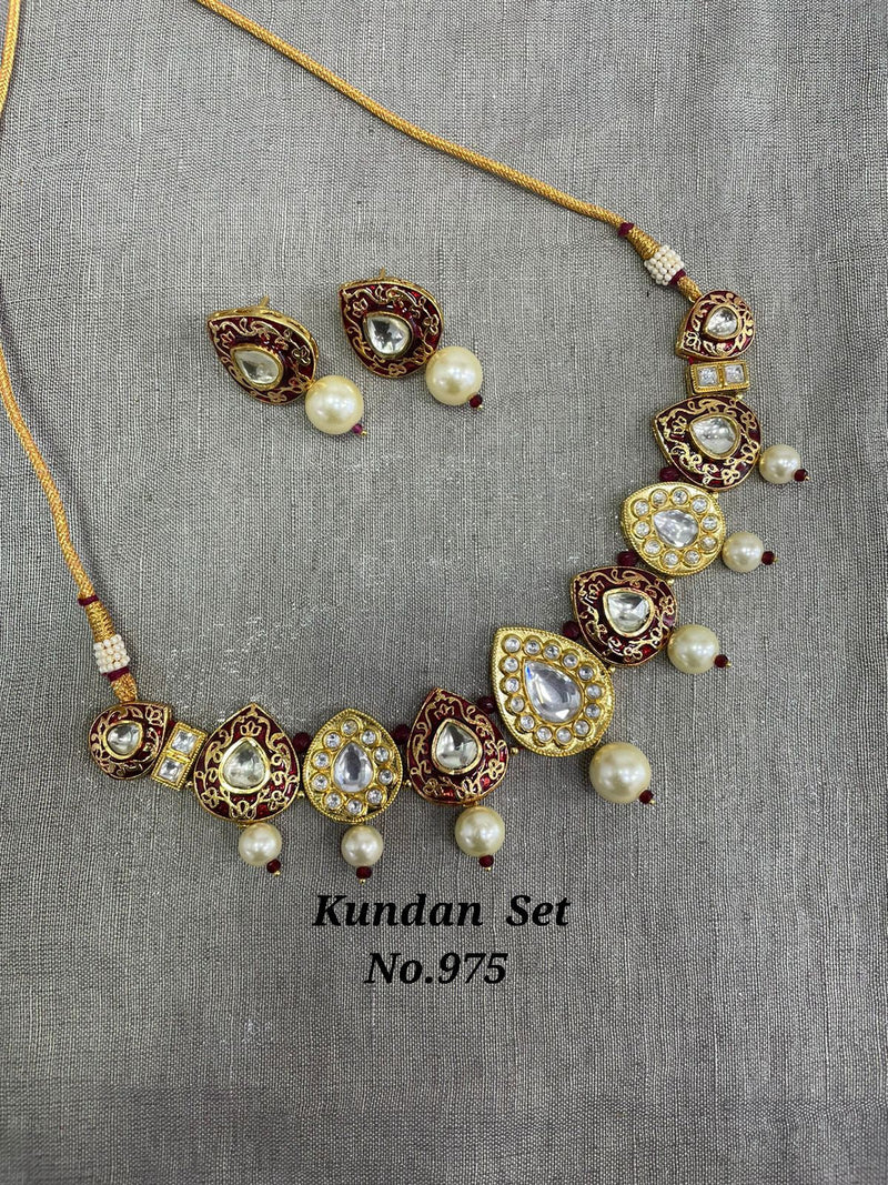 Jyoti Arts Gold Plated Kundan Stone Necklace Set