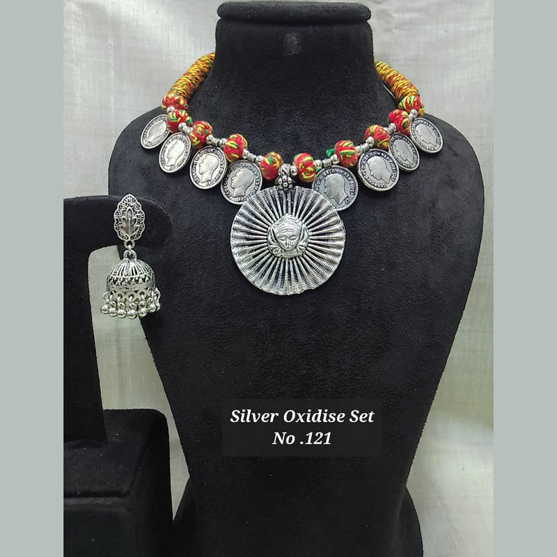 Jyoti Arts Oxidised Plated Temple Necklace Set