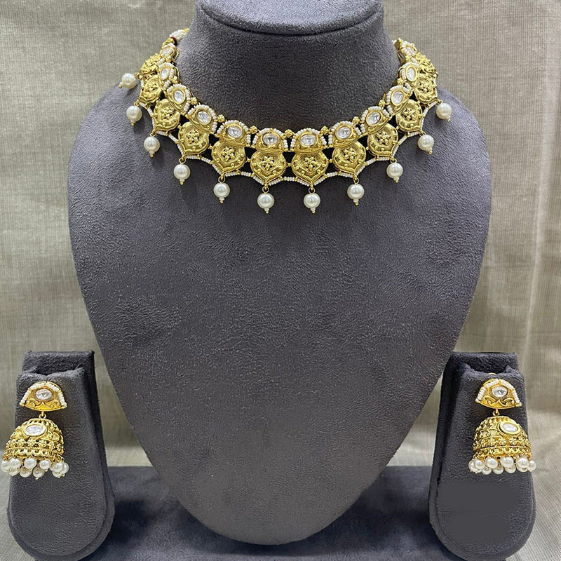 Jyoti Arts Gold Plated Pota Stone Necklace Set