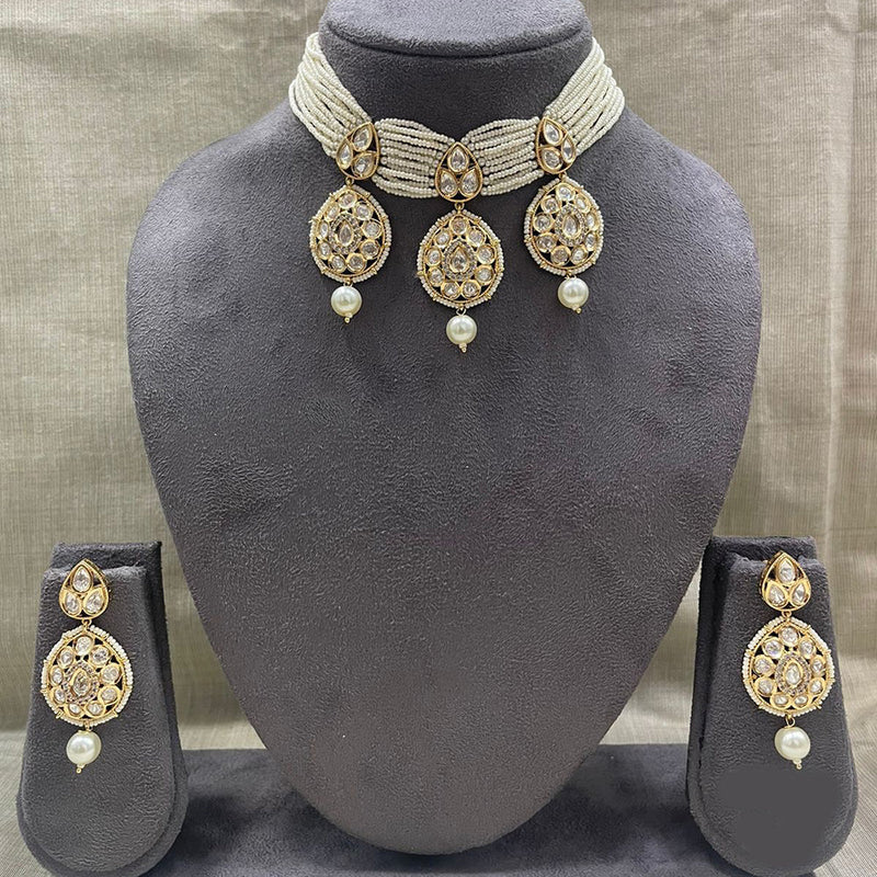 Jyoti Arts Gold Plated Kundan Choker Necklace Set