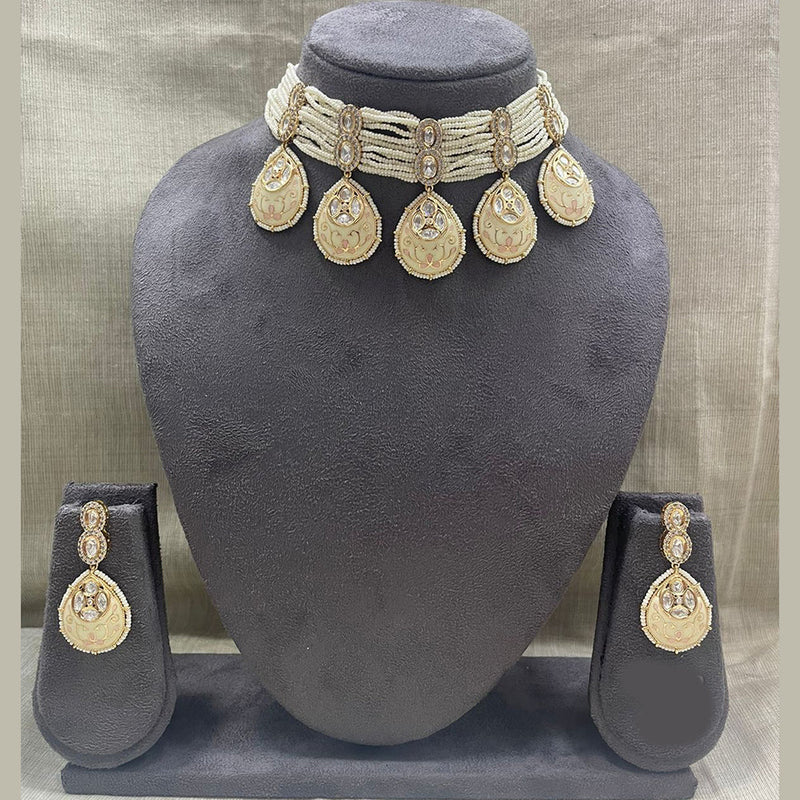 Jyoti Arts Gold Plated Kundan Choker Necklace Set