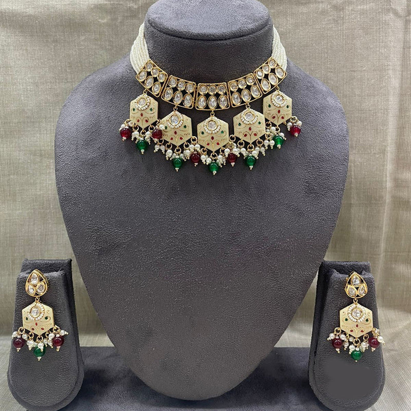 Jyoti Arts Gold Plated Kundan Choker Necklace Set