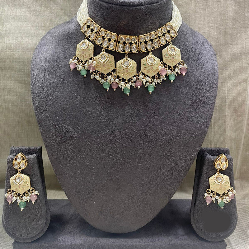 Jyoti Arts Gold Plated Kundan Choker Necklace Set