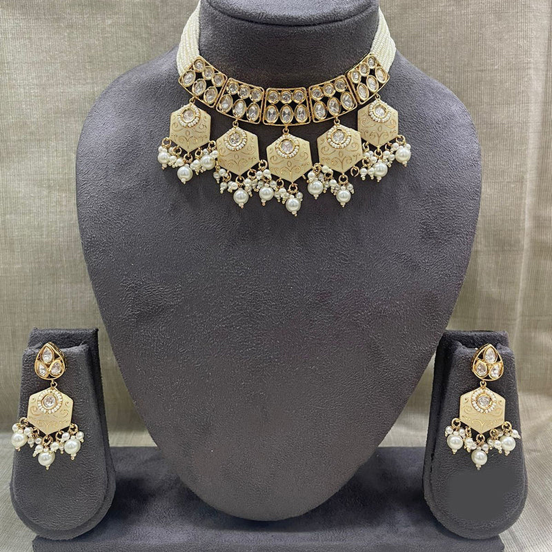 Jyoti Arts Gold Plated Kundan Choker Necklace Set