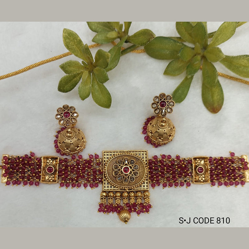 Shubham Creations Copper Gold Choker Nekclace Set