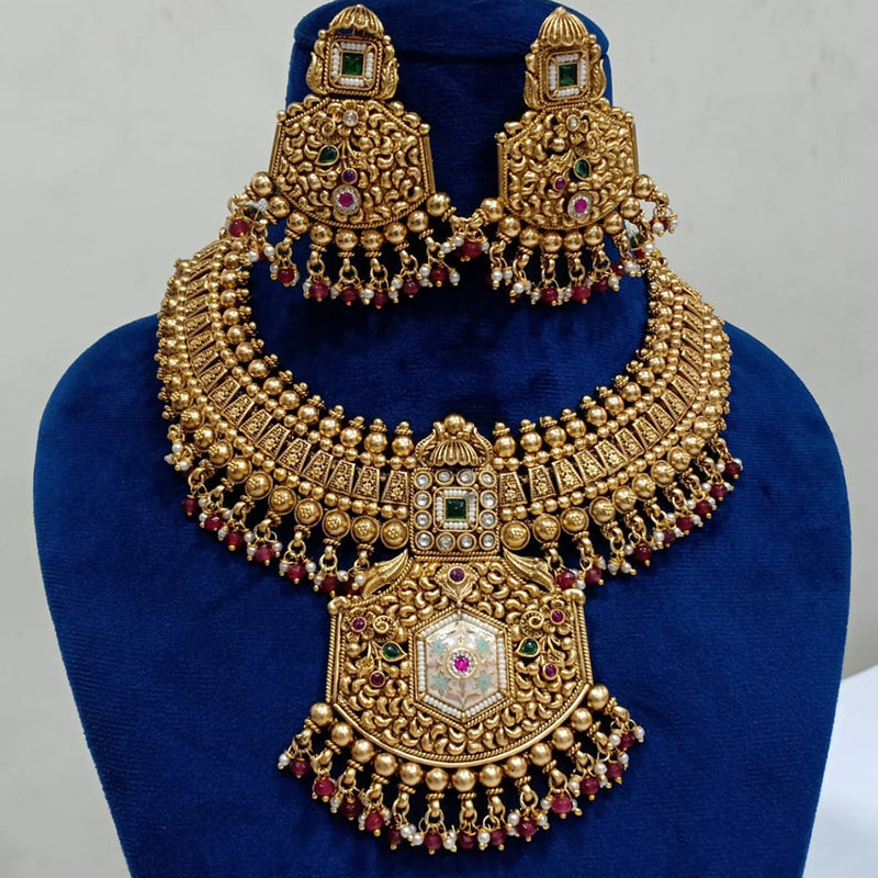 Shubham Creations Copper Gold Plated Necklace Set