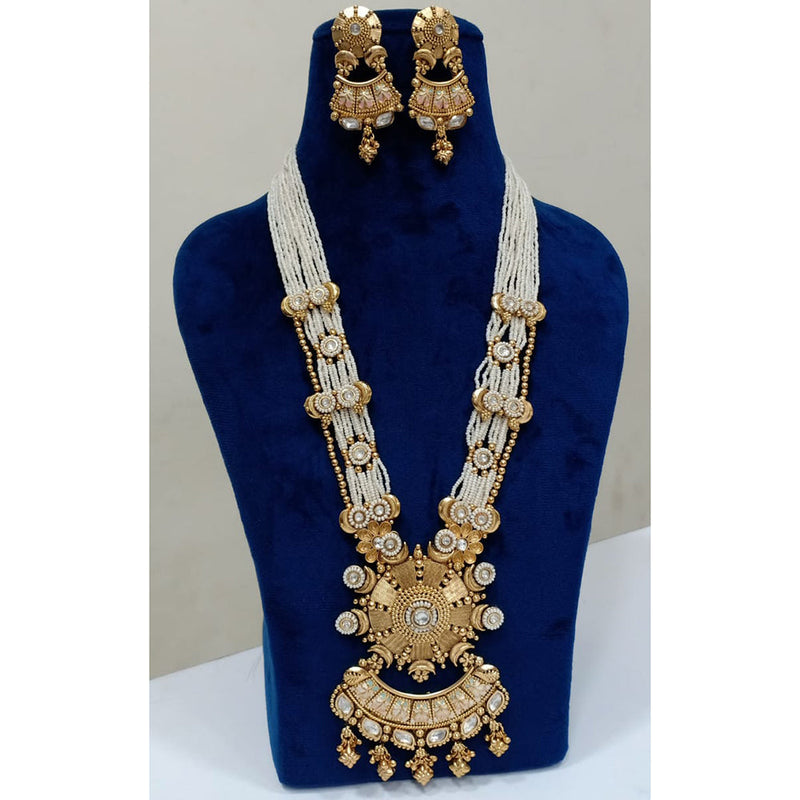 Shubham Creations Copper Gold Plated Long  Necklace Set