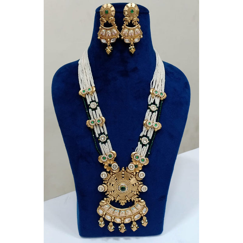 Shubham Creations Copper Gold Plated Long  Necklace Set