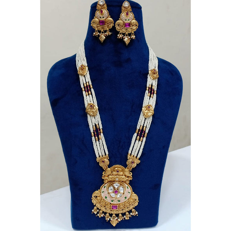 Shubham Creations Copper Gold Plated Long  Necklace Set