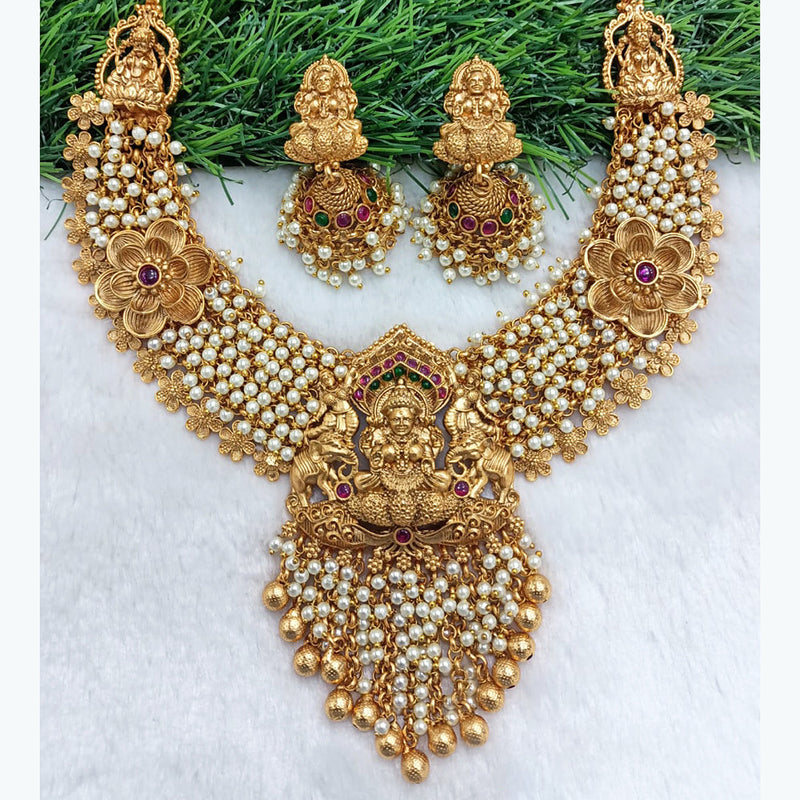 Shubham Creations Copper Gold Temple Necklace Set