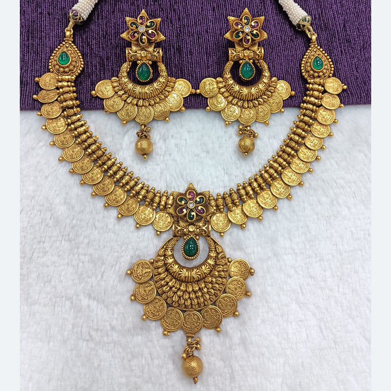 Shubham Creations Copper Gold Pota Necklace Set