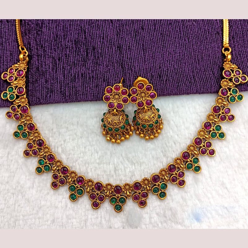 Shubham Creations Copper Gold Pota Necklace Set